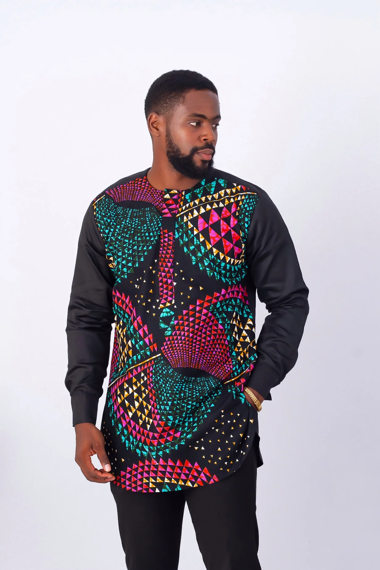 AFRICAN PRINT LONG SLEEVE KAFTAN