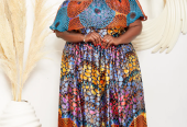 MULTICOLOURED ADIRE SILK PRINT MAXI