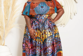 MULTICOLOURED ADIRE SILK PRINT MAXI