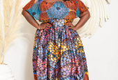 MULTICOLOURED ADIRE SILK PRINT MAXI