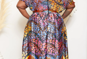 MULTICOLOURED ADIRE SILK PRINT MAXI