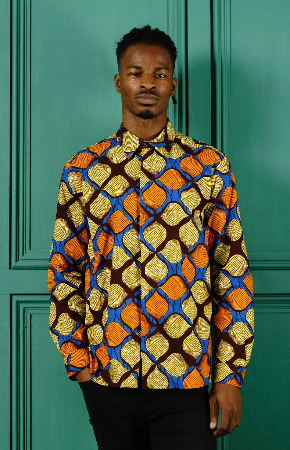 Button Up Long Sleeves Ankara Shirt